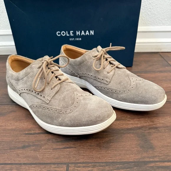 Cole Haan Men\'s Taupe Suede Oxfords Cole Haan Grand.os Lace up Suede Men Shoes - Etsy main image 3